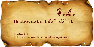 Hrabovszki Lóránt névjegykártya